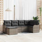 vidaXL Tuinbank Set 6 pcs Grijs poly rattan, Verzenden, Nieuw