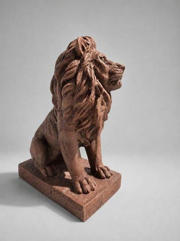 Beeld, tuinbeeld leeuw - 35 cm - cast stone