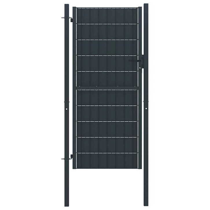 vidaXL Hekpoort PVC en staal 100x164 cm antraciet, Tuin en Terras, Tuinpoorten, Nieuw, Verzenden