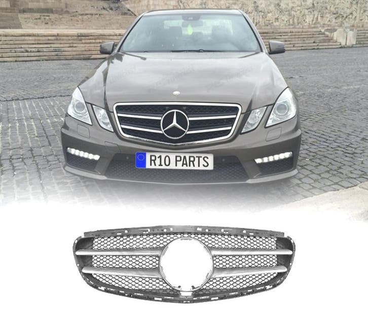 GRILLE POUR MERCEDES CLASSE E W212 14-16 LOOK SPORT ARGENT, Auto-onderdelen, Carrosserie, Verzenden