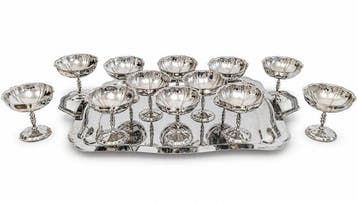 Pour 12 personnes - Dessertservies (13) - Rare ensemble très