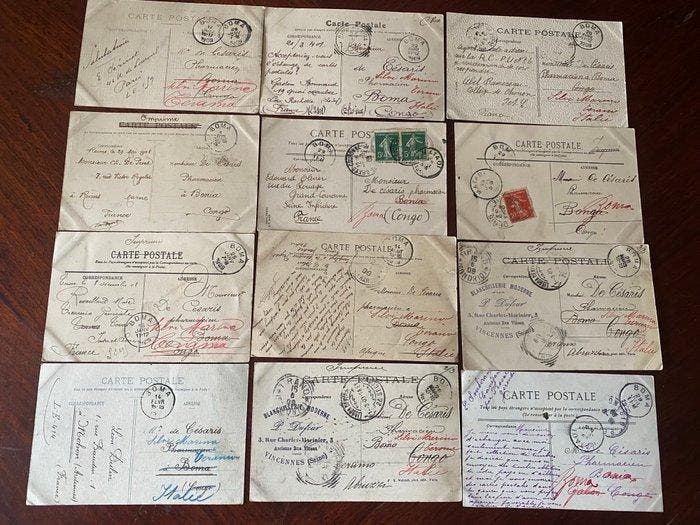 Frankrijk, Congo - Postkantoor, filatelie - Ansichtkaart, Verzamelen, Postkaarten | Buitenland