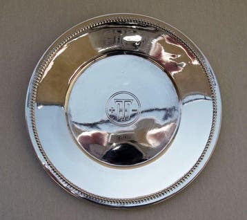 Wilhelm Binder - German 835 Silver Dish - Beaded Border