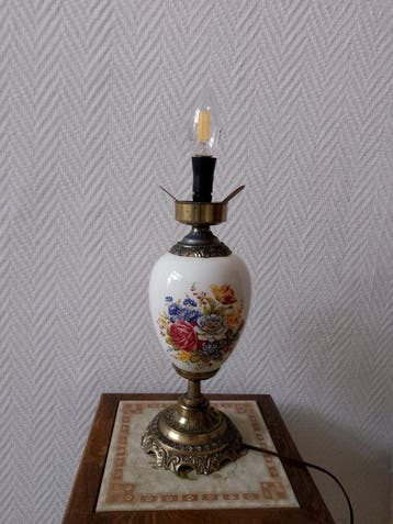 Lamp - Glas, Porselein, Messing, Metaal - Vintage lamp