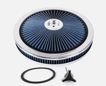 Luchtfilter 14 X 2 inch high flow chroom met blauw filter, Ophalen of Verzenden, Nieuw