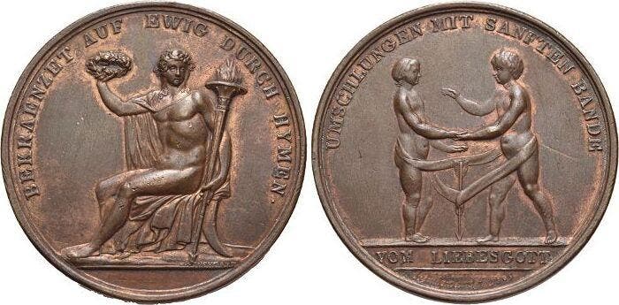 Bronze-medaille 1805 Liebe en Ehe, Timbres & Monnaies, Pièces & Médailles, Envoi