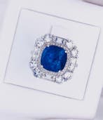 Ring Platina - 6.93ct. tw. Saffier - Saffier, Handtassen en Accessoires, Ringen, Nieuw