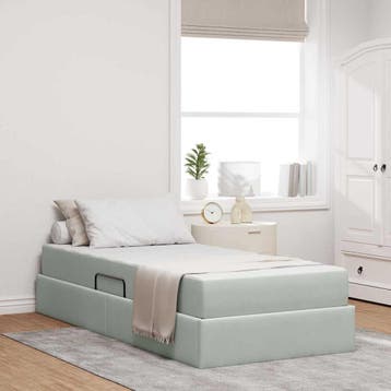 vidaXL Opbergbed met matras met opslag Lichtgrijs 90 x 200, Verzenden