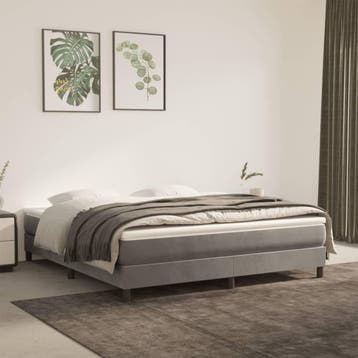 vidaXL Boxspring bed 160x200 cm fluweel lichtgrijs, Verzenden