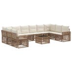 vidaXL Tuinbank Set 11 pcs Beige en Crème Wit poly rattan, Verzenden