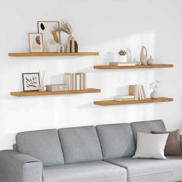 vidaXL Wandplank 4 st Beige 120 x 23,5 x 3,8 cm Bewerkt hout, Verzenden, Nieuw