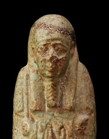 Oud-Egyptisch Faience - Ushebti met een buikkolom van, Verzamelen