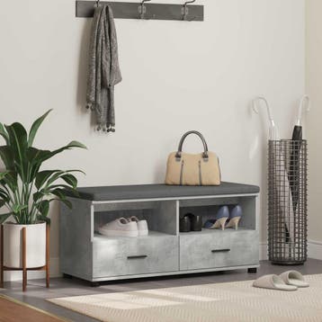vidaXL Hallenbank Beton Grijs 100 x 38 x 46 cm, Verzenden