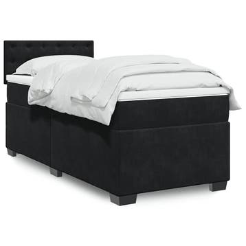 vidaXL Boxspring met matras fluweel zwart 1-persoons, Verzenden, Nieuw