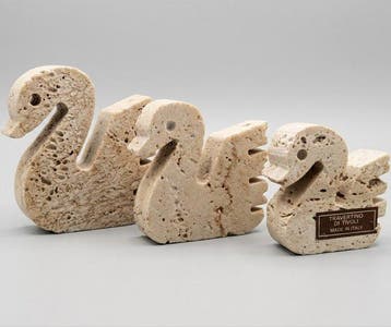 Beeldje, Cigni - 8.5 cm - Travertino