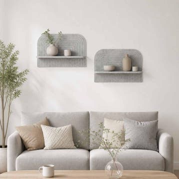 vidaXL Wandplank 2 st Betongrijs 60 x 13,5 x 37,5 cm Bewerkt, Verzenden, Nieuw