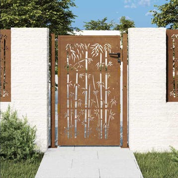 vidaXL Poort met bamboe-ontwerp 100x125 cm cortenstaal, Tuin en Terras, Tuinpoorten, Verzenden, Nieuw