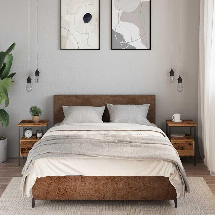 vidaXL Nachtkastjes 2 st 34x36x50 cm bewerkt hout oud, Huis en Inrichting, Slaapkamer | Nachtkastjes, Nieuw, Verzenden