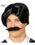 Zwarte mannen pruik met snor alonso, Ophalen of Verzenden, Nieuw