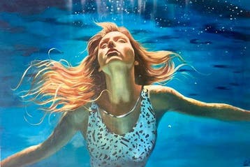 Ernest M. 80 x 120 cm - La Nadadora Suspendida, Antiquités & Art