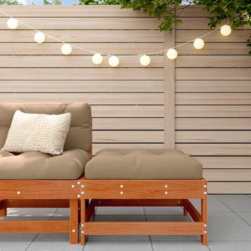 vidaXL Voetenbankje voor in de tuin met kussentje Massief, Verzenden, Nieuw