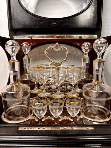 Cave à liqueur Napoleon III - Drankkast - Kristal, Verbrand, Antiquités & Art