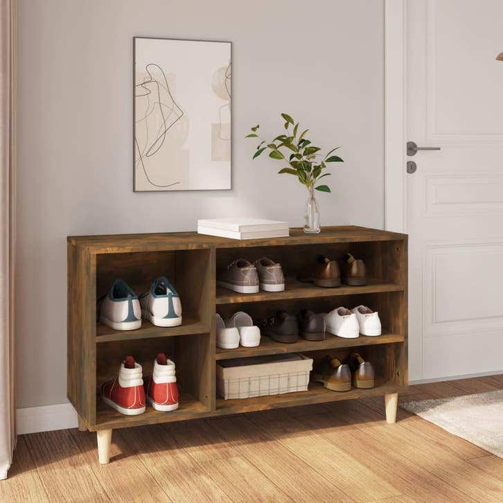 vidaXL Schoenenkast 102x36x60 cm bewerkt hout gerookt, Maison & Meubles, Armoires | Armoires à chaussures, Envoi
