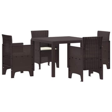 vidaXL Tuin Eettafel Set 5 st Bruin Polypropyleen, Verzenden