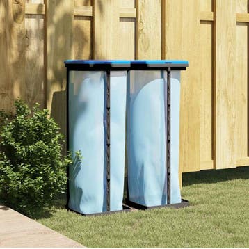 vidaXL Vuilniszakhouders 2 st 120 L PP zwart en blauw, Verzenden