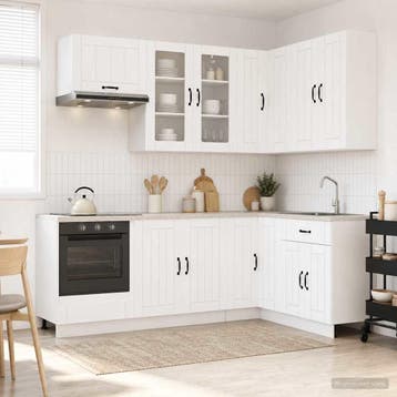 vidaXL Keukenblok LUCCA 8 st Wit Bewerkt hout, Huis en Inrichting, Verzenden, Nieuw