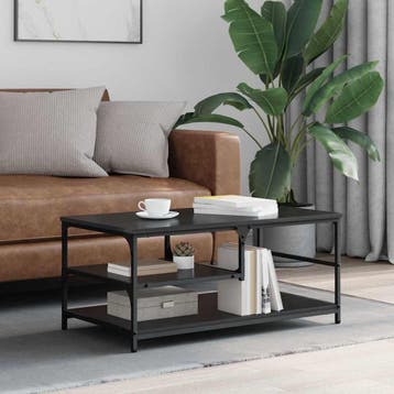 vidaXL Salontafel Zwart Eiken 90 x 49 x 40 cm Bewerkt hout, Verzenden, Nieuw