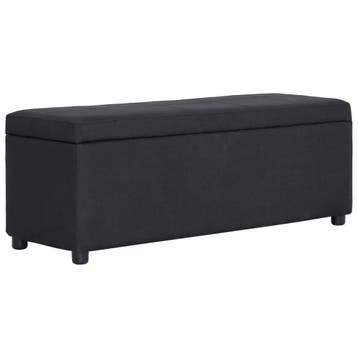 vidaXL Bankje met opbergvak 116 cm polyester zwart, Verzenden, Nieuw