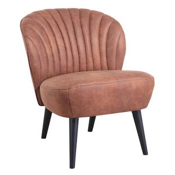 Loungestoel | BOREAS | Microvezel/Hout | Cognac | Zwarte, Verzenden, Nieuw in verpakking