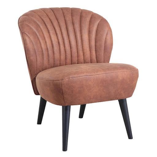 Loungestoel | BOREAS | Microvezel/Hout | Cognac | Zwarte, Articles professionnels, Horeca | Équipement de cuisine, Envoi