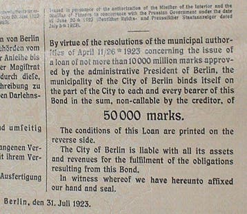 Duitsland. Bond of City of Berlin 50000 Mark Loan to Bearer