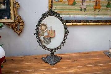 Tafelspiegel- kantelbaar - Messing, Glas, Legering -, Antiek en Kunst