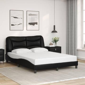 vidaXL Bedframe zonder matras Hvar kunstleer zwart 120x200, Huis en Inrichting, Verzenden, Nieuw
