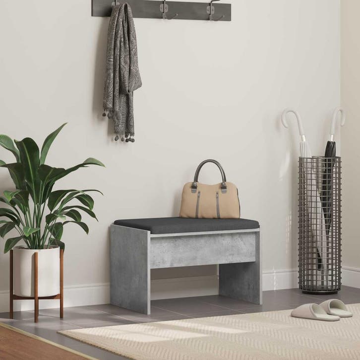 vidaXL Hallenbank met kussen Beton Grijs 63 x 38 x 40 cm, Maison & Meubles, Maison & Meubles | Autre, Envoi