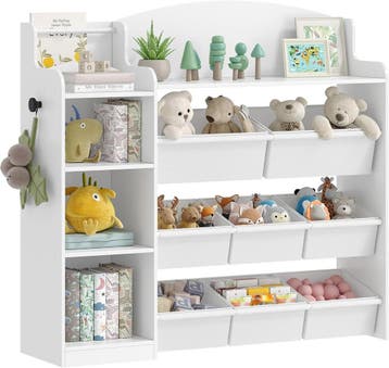 Kinderrek - Boekenrek - Speelgoedrek - 30x110x104 cm - Wit -, Huis en Inrichting, Verzenden, Nieuw