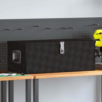 vidaXL Opbergbox 80x39x30 cm aluminium zwart, Verzenden, Nieuw