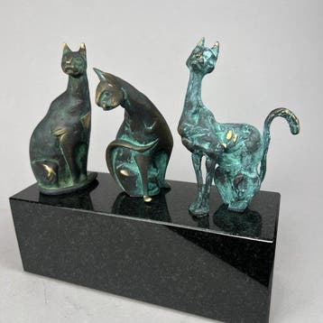 Robert Dyrcz - 3 cats - bronze (5kg), Antiek en Kunst