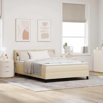 vidaXL Boxspring bed met hoofdeinde Crème 200 x 160 cm Stof, Huis en Inrichting, Verzenden, Nieuw