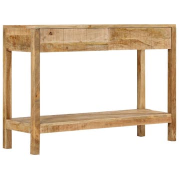 vidaXL Wandtafel met 2 lades 110x35x75 cm massief mangohout, Verzenden