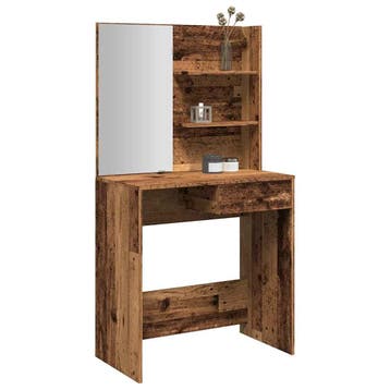 vidaXL Kaptafel met spiegel 74,5x40x141 cm oud houtkleurig, Verzenden, Nieuw