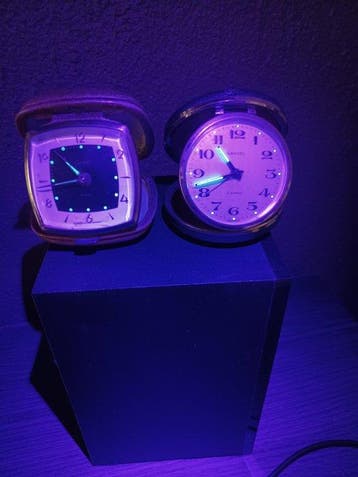 Klok (2) - Lancel. Goldrich - Vintage - Verguld messing -