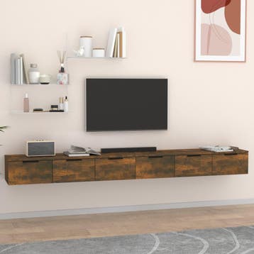 vidaXL Wandkasten 2 st 102x30x20 bewerkt hout gerookt, Verzenden, Nieuw
