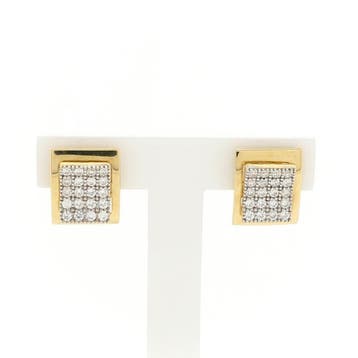 Gouden oorstekers met zirconia (Oorbellen), Handtassen en Accessoires, Oorbellen, Gebruikt, Ophalen of Verzenden, Met edelsteen