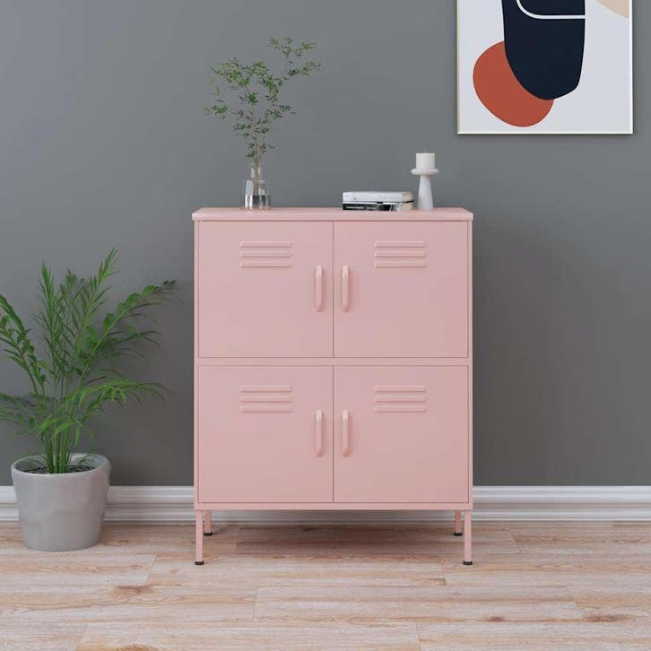 vidaXL Opbergkast 80x35x101,5 cm staal roze, Huis en Inrichting, Kasten | Overige, Nieuw, Verzenden