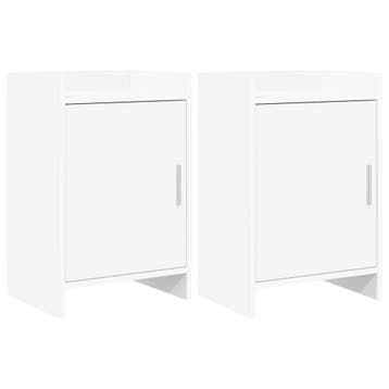 vidaXL Nachttafels 2 st Wit 40 x 30 x 60 cm Bewerkt hout, Huis en Inrichting, Slaapkamer | Nachtkastjes, Verzenden, Nieuw