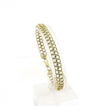 Gouden Franse gourmetschakel armband (Schakelarmband), Ophalen of Verzenden, Gebruikt, Goud, Goud
